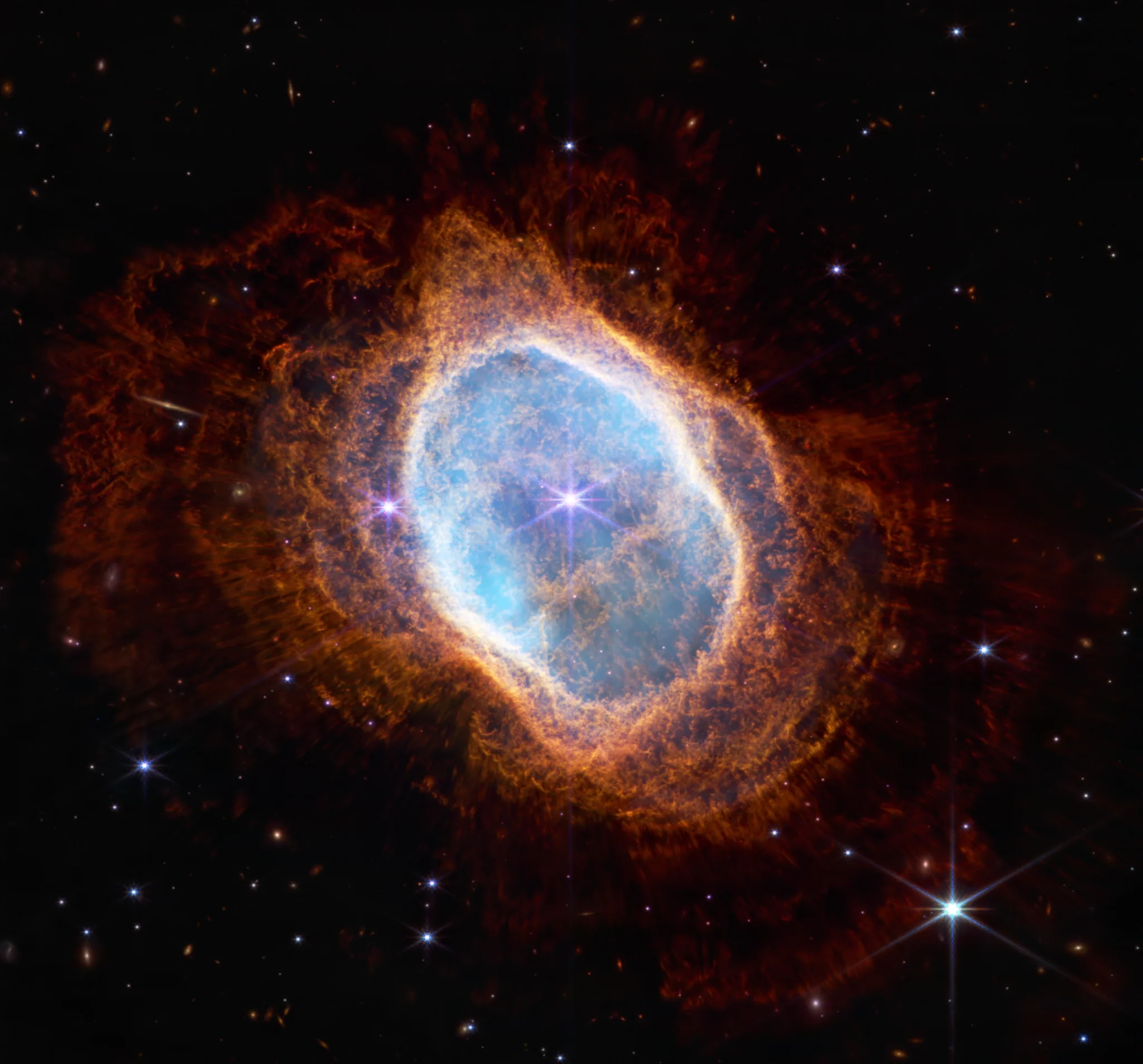 An expanding stellar shell suggesting multiple possible futures