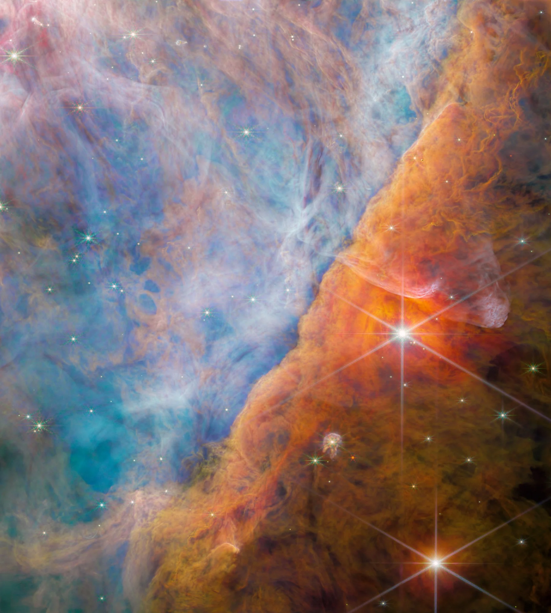 A detailed field of luminous interstellar clouds revealing layered structure